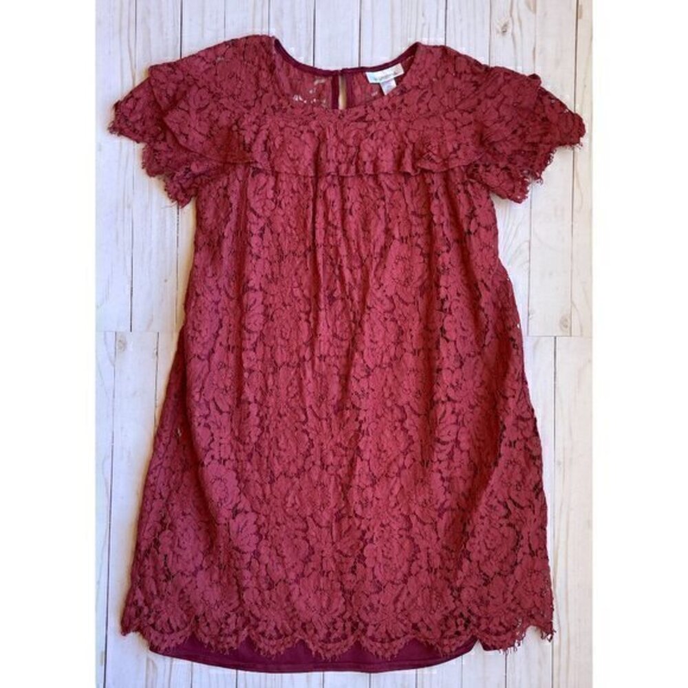 Motherhood Maternity Red Lace A-Line Dress Sz L